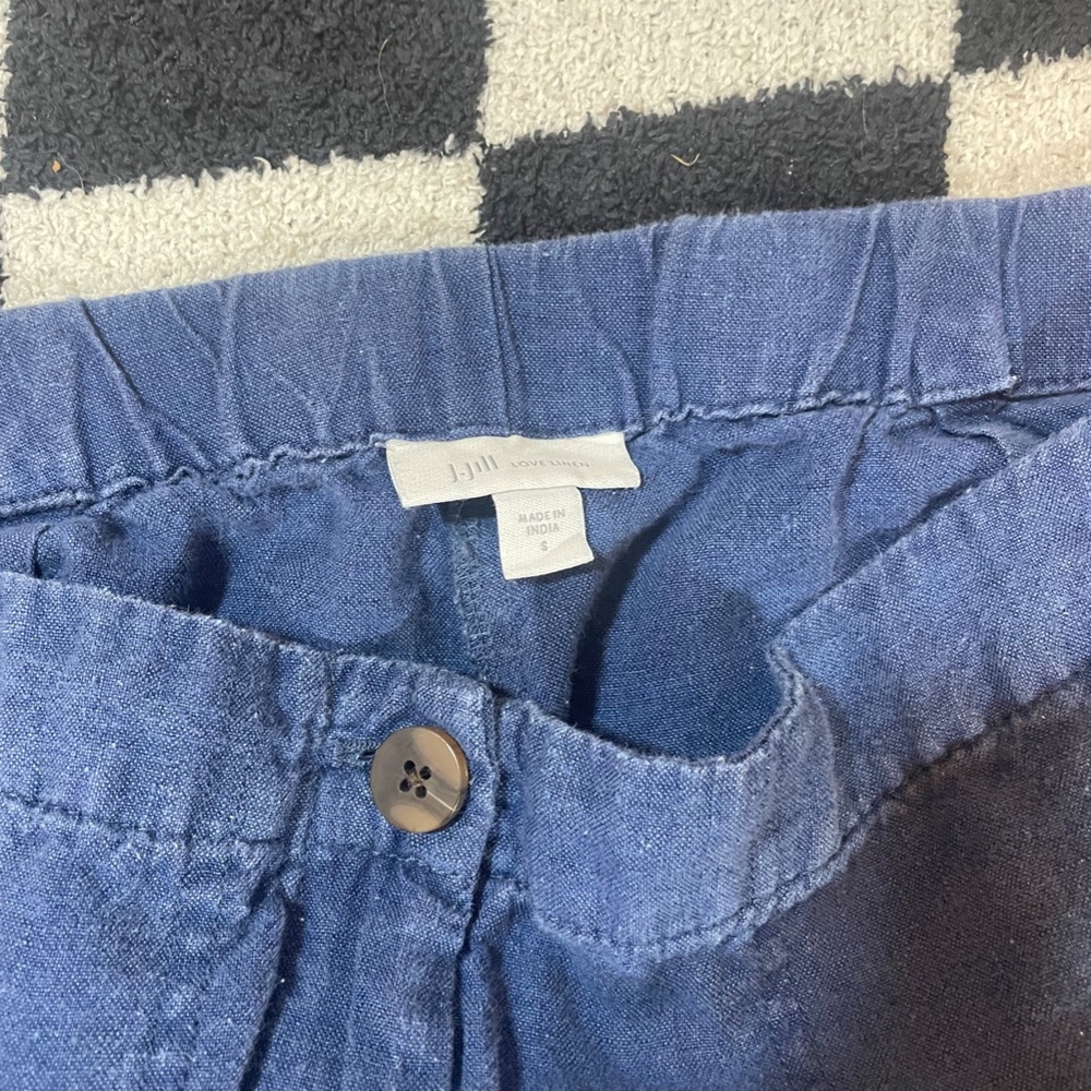 j jill blue linen cropped wide leg pants size small - Picture 3 of 5